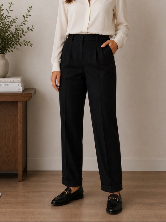 Wilfred Pants - Wilfred Black Cuffed High Waisted Trouser Size 12
